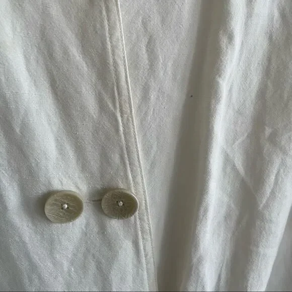 CABI Linen Double Breasted Jacket Blazer Cream Ivory L - Picture 4 of 9